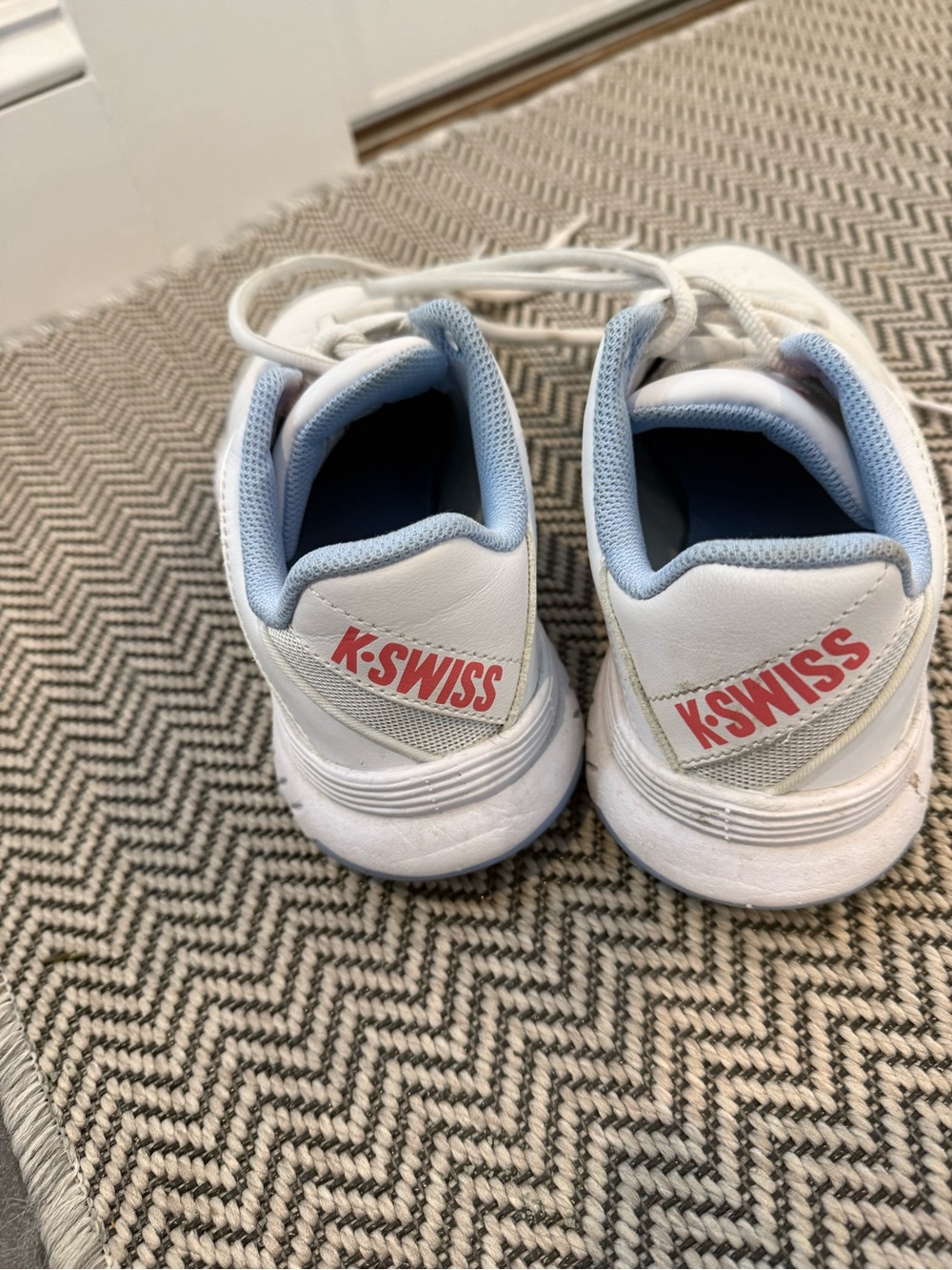 White K-Swiss Tennis Sneakers with Light Blue Trim size 7